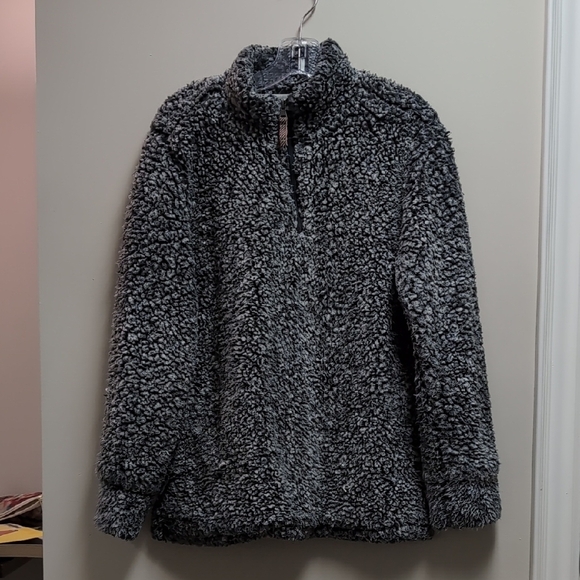 Weatherproof Other - Weatherproof Gray Sherpa Zip-Front Pullover